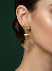 Golden Beautiful Heart Earrings