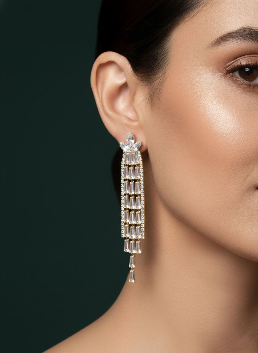 Unique American Diamond Drop Earrings