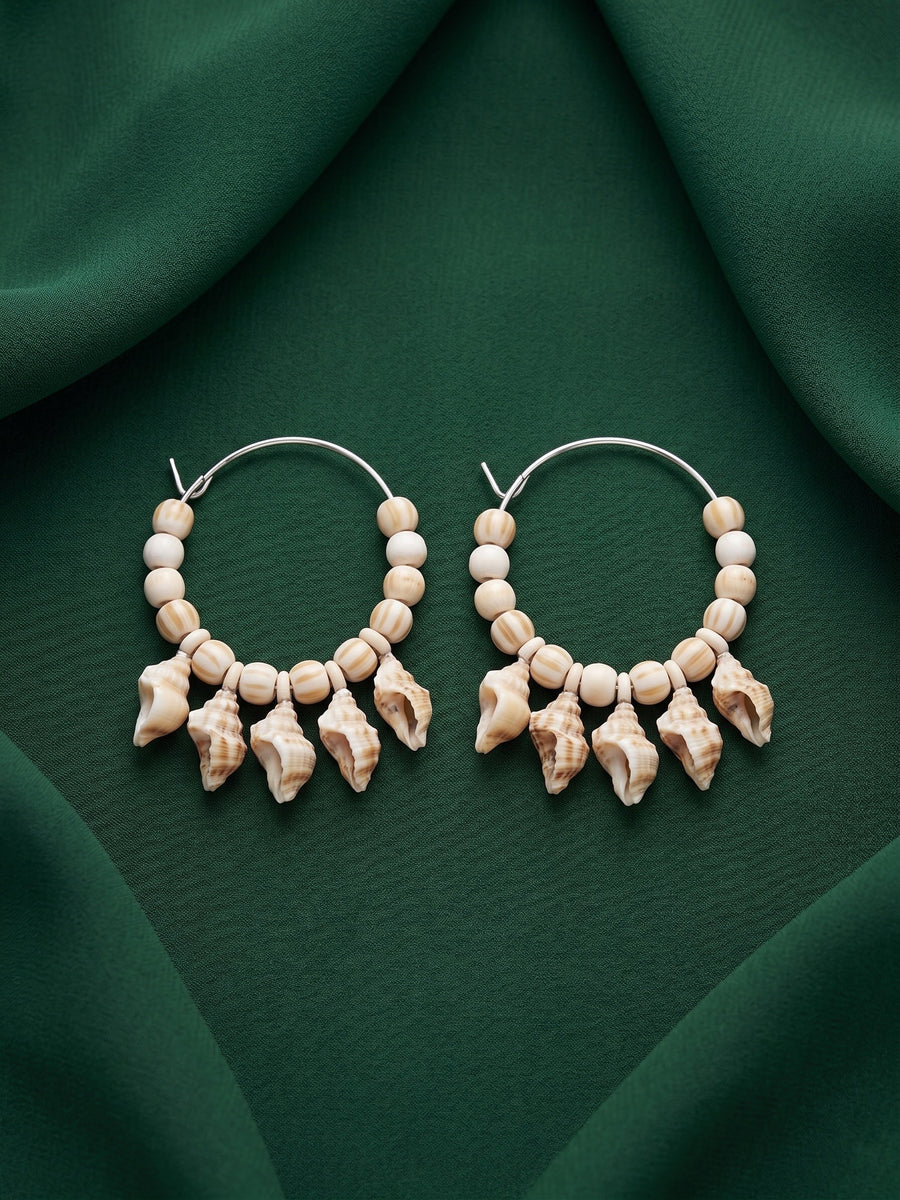 Silver Plated Sea Shells Hoops Earrings