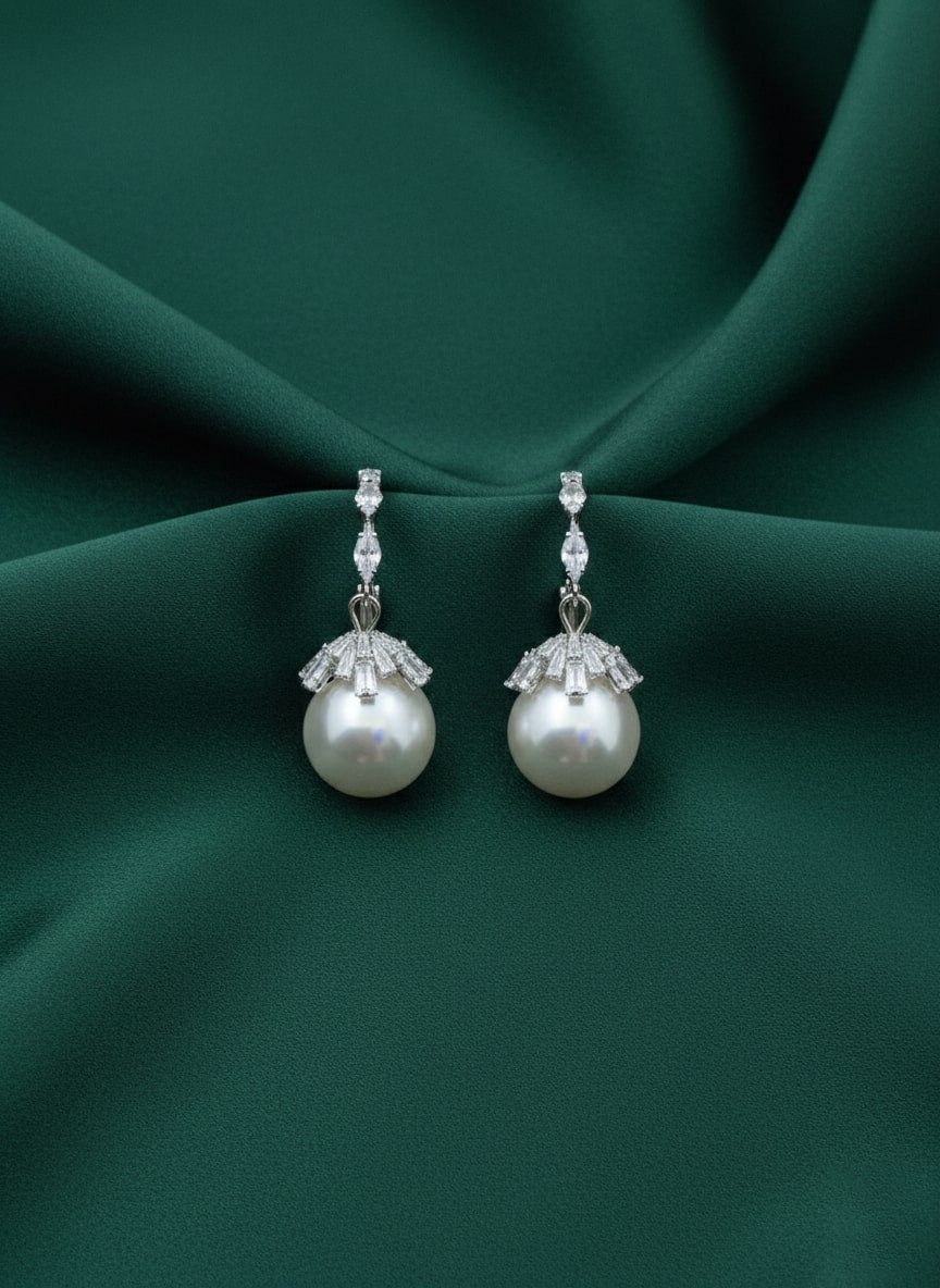 American Diamond Hoop with Pearl