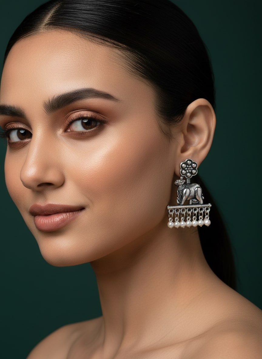Oxidized Silver-Plated Drop Earring