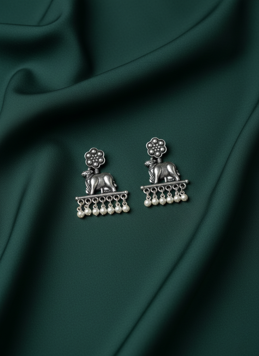 Oxidized Silver-Plated Drop Earring
