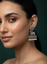Oxidized Silver-Plated Drop Earring