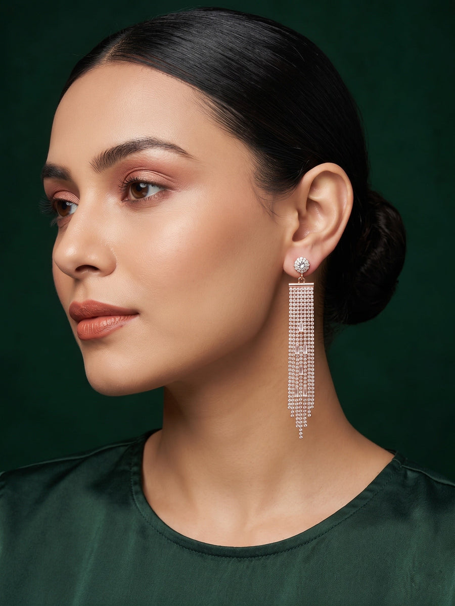 Rose Gold Plated Diamond Studed Earrings