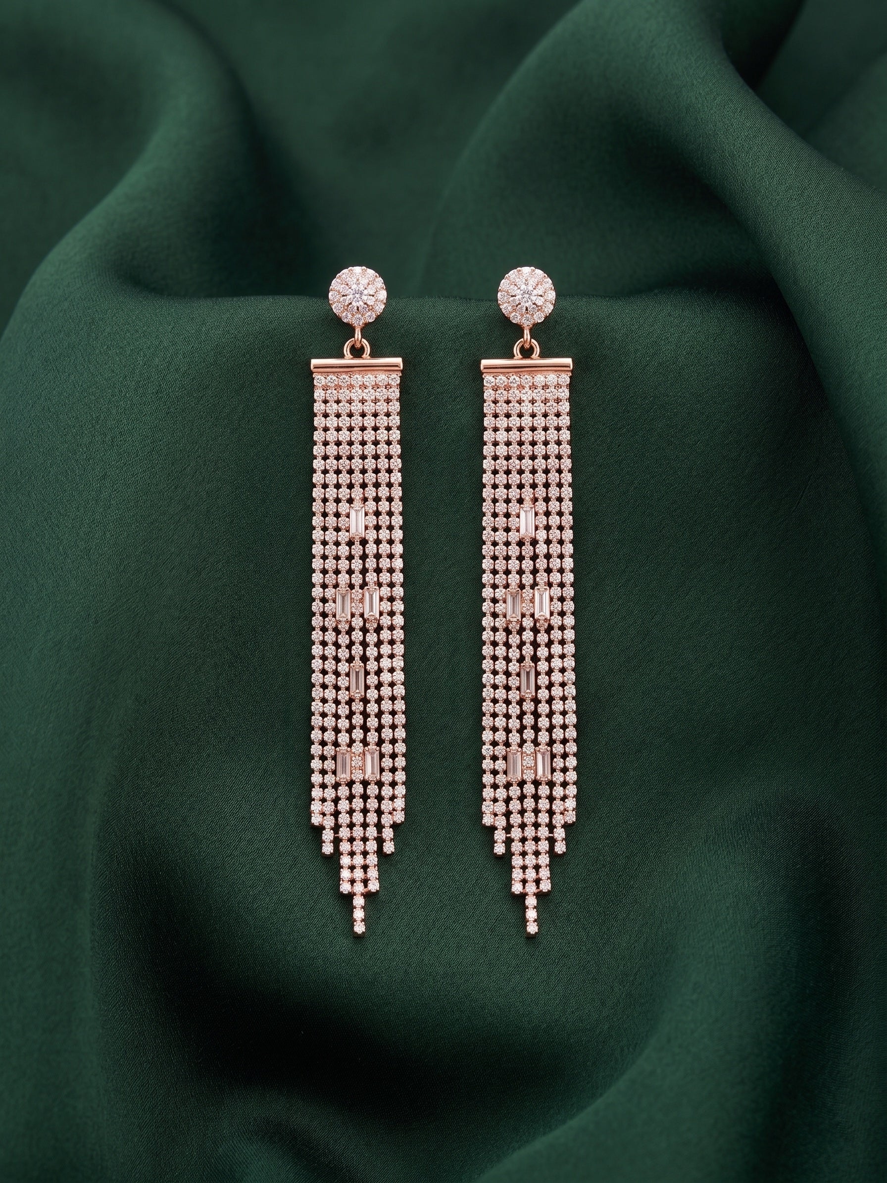 Rose Gold Plated Diamond Studed Earrings