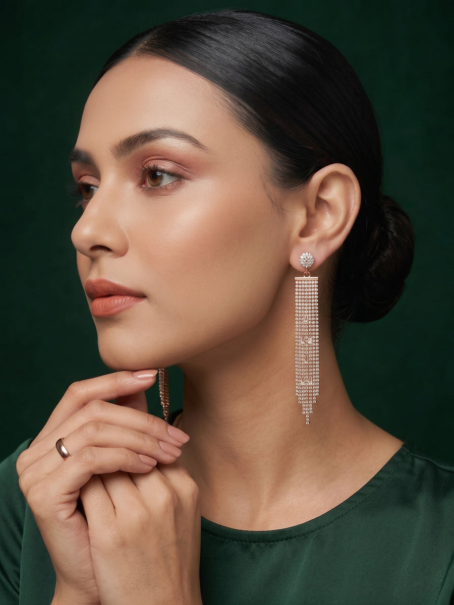 Rose Gold Plated Diamond Studed Earrings