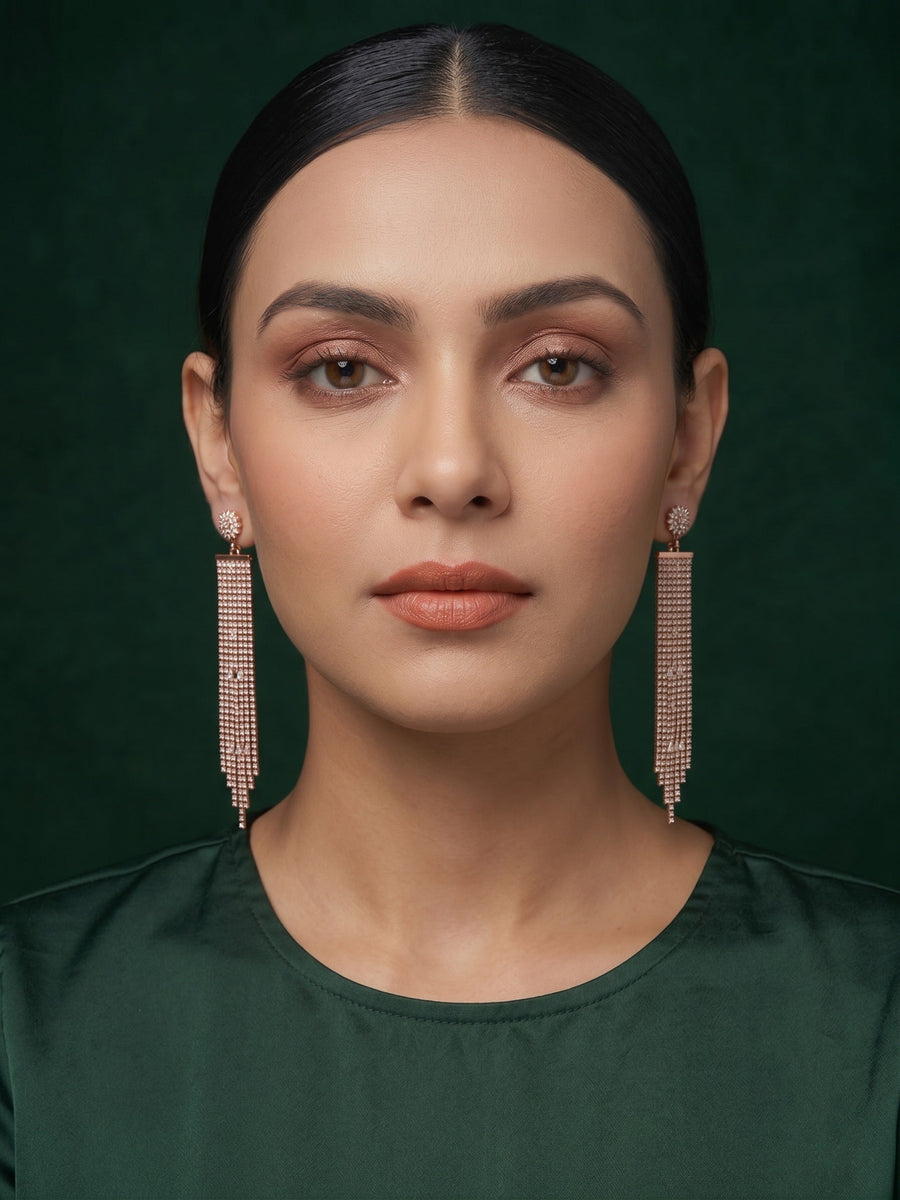 Rose Gold Plated Diamond Studed Earrings