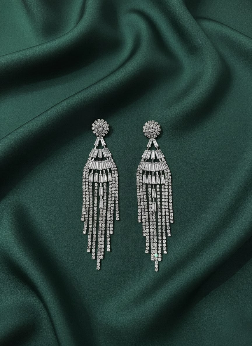 Beautiful American Diamond Tassels Earrings