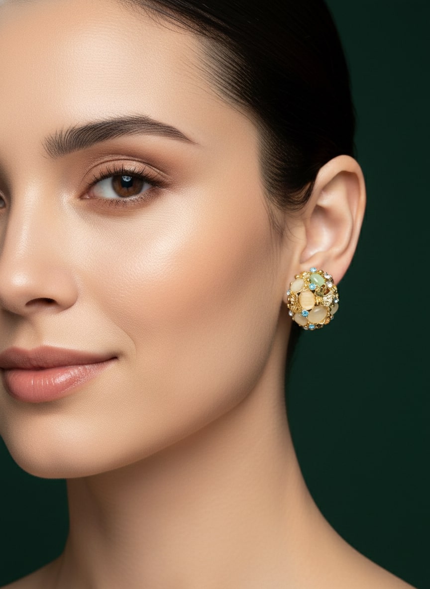Multi Diamond & Beaded Studs