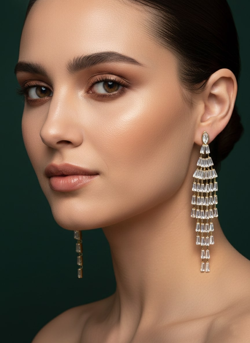 American Diamond Tassels Earrings