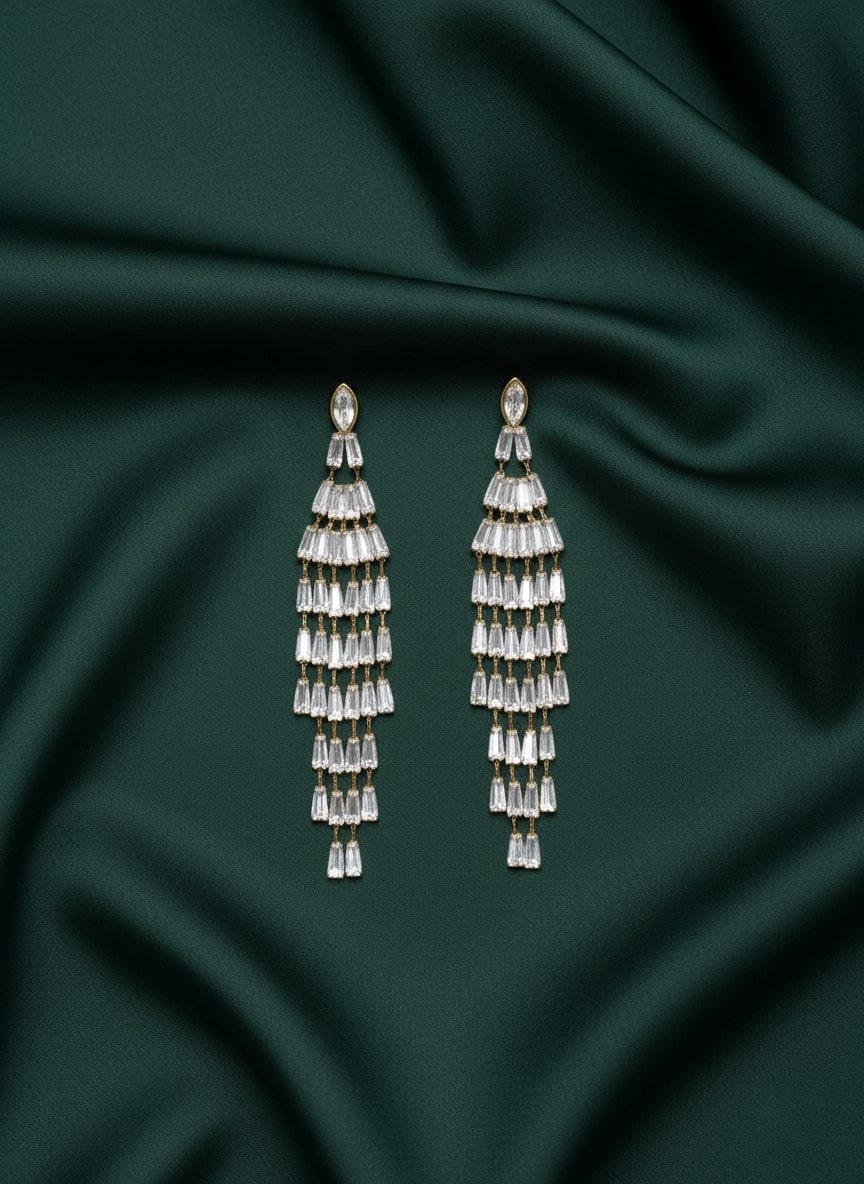 American Diamond Tassels Earrings