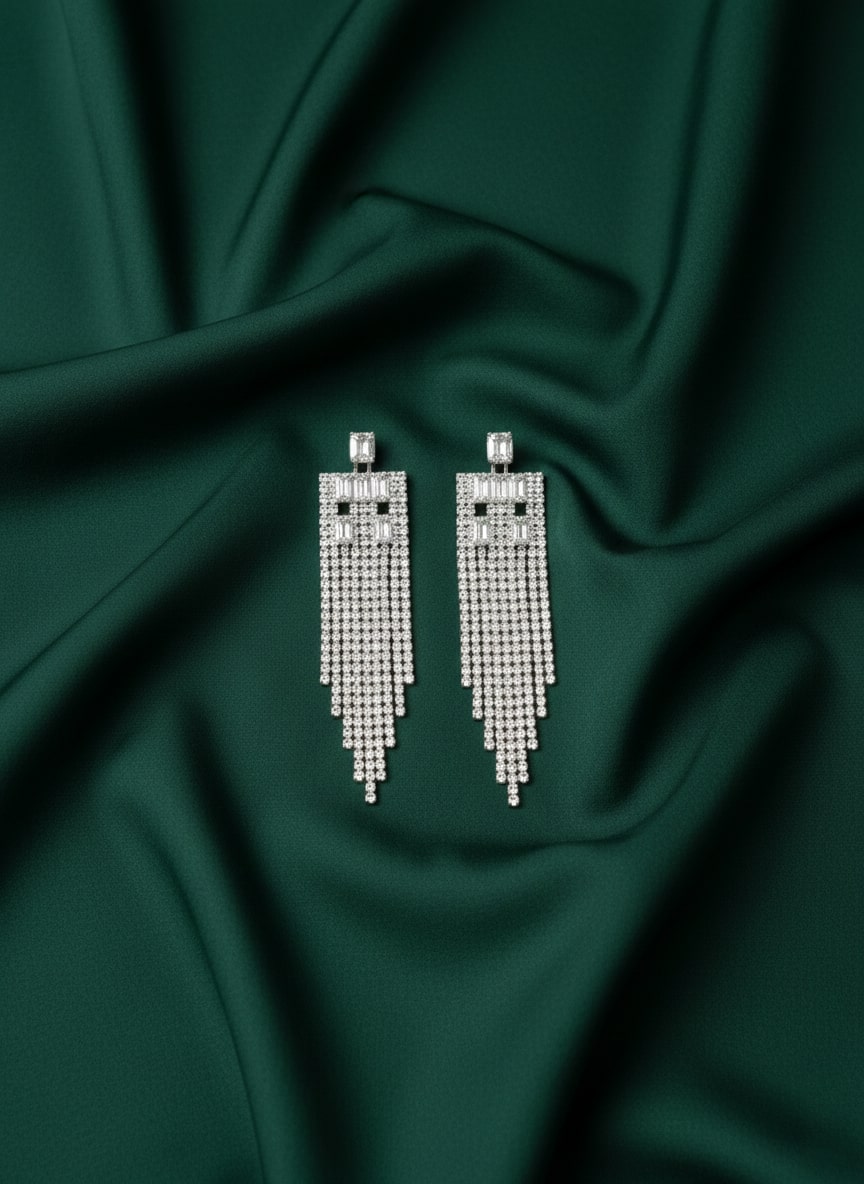 American Diamond Tassels Earrings