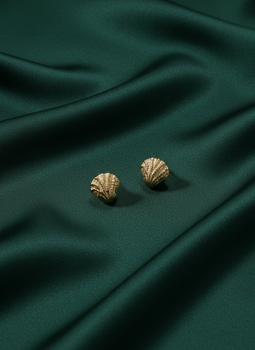 Golden Classic Seashell Design Studs