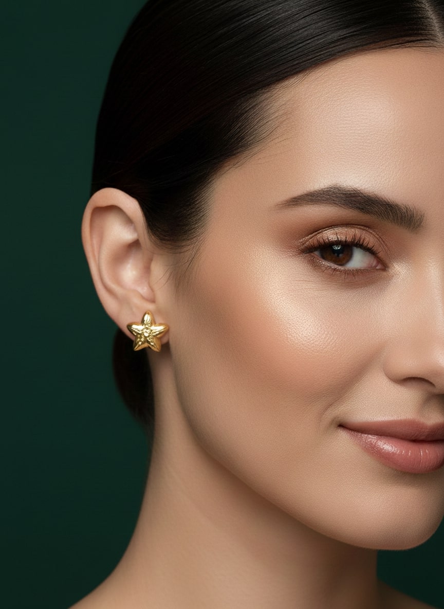 Unique Golden Star Studs
