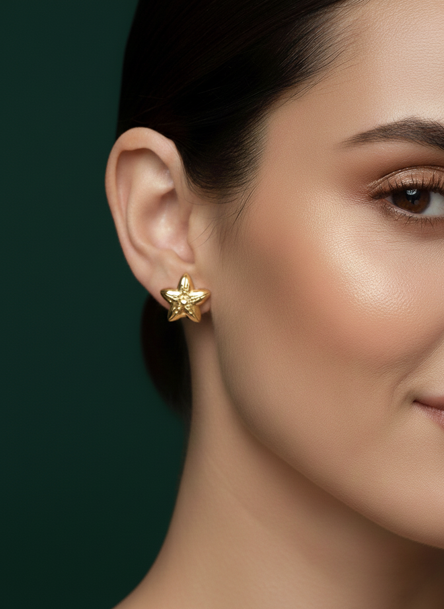 Unique Golden Star Studs