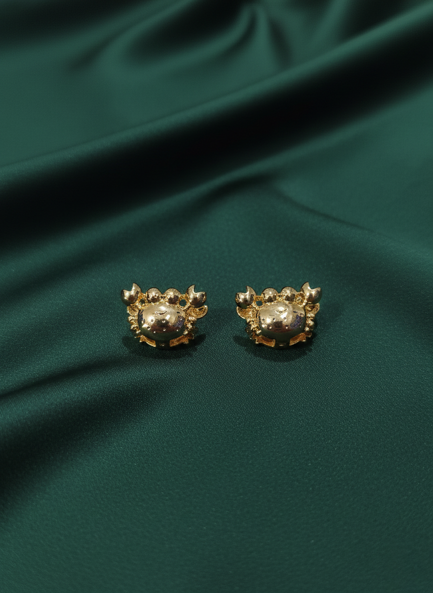 Unique Crab-Shaped Golden Studs