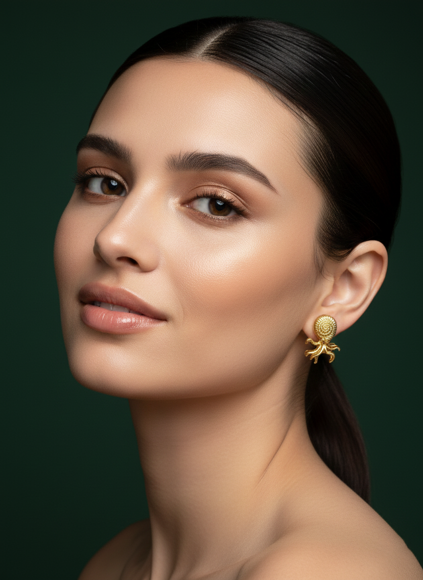 Golden Octopus Style Studs