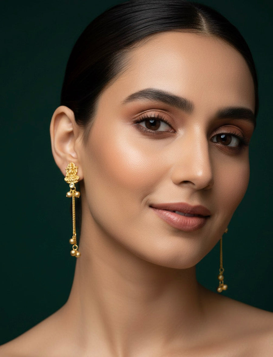 Women Gold Plated Long Chain Earing
