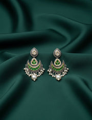 Women Gold & Oxidised Chand Bali Earing