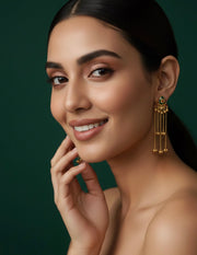 Women Gold Plated Meenakari Long Earing