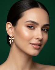Beautiful Gold Plated Heart with bow Earrings