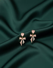 Beautiful Gold Plated Heart with bow Earrings