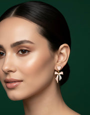Beautiful Gold Plated Heart with bow Earrings