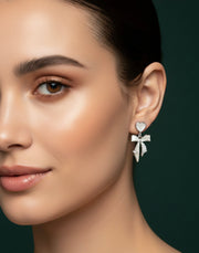 Beautiful Silver Plated Heart with bow Earrings
