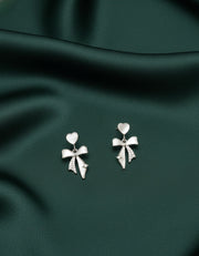 Beautiful Silver Plated Heart with bow Earrings