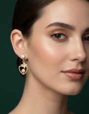 Fancy Diamond & Pearls Drop Earrings