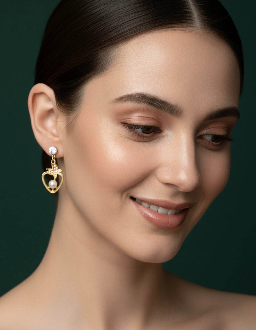 Fancy Diamond & Pearls Drop Earrings