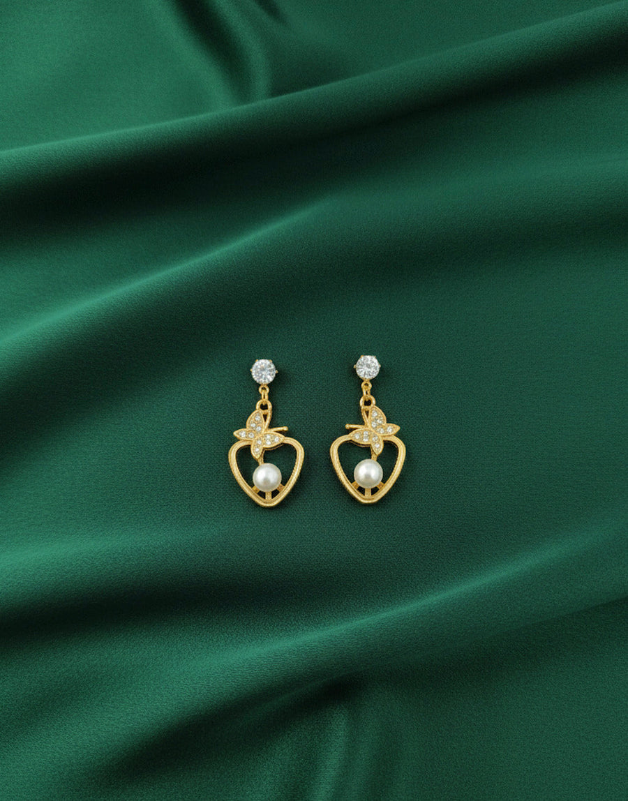 Fancy Diamond & Pearls Drop Earrings