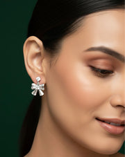 Beautiful Square Diamond with Bow Earrings