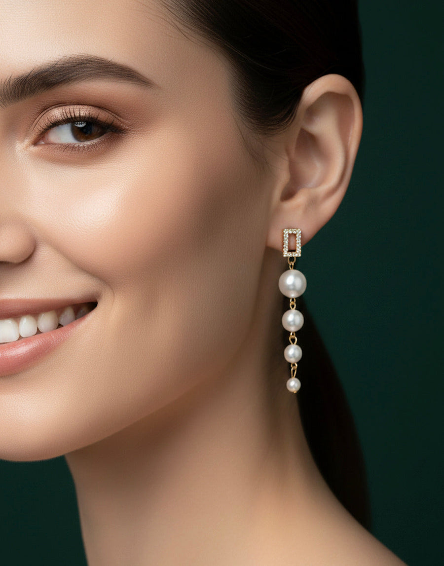 Gold Plated Beautiful Pearls Earrings