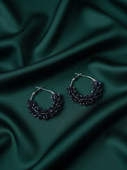 Artificial Black Beaded Hoops