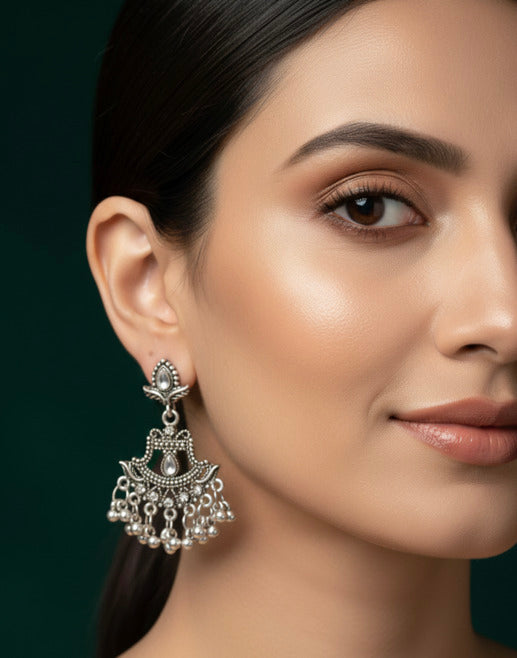 German silver plated ethnic earrings