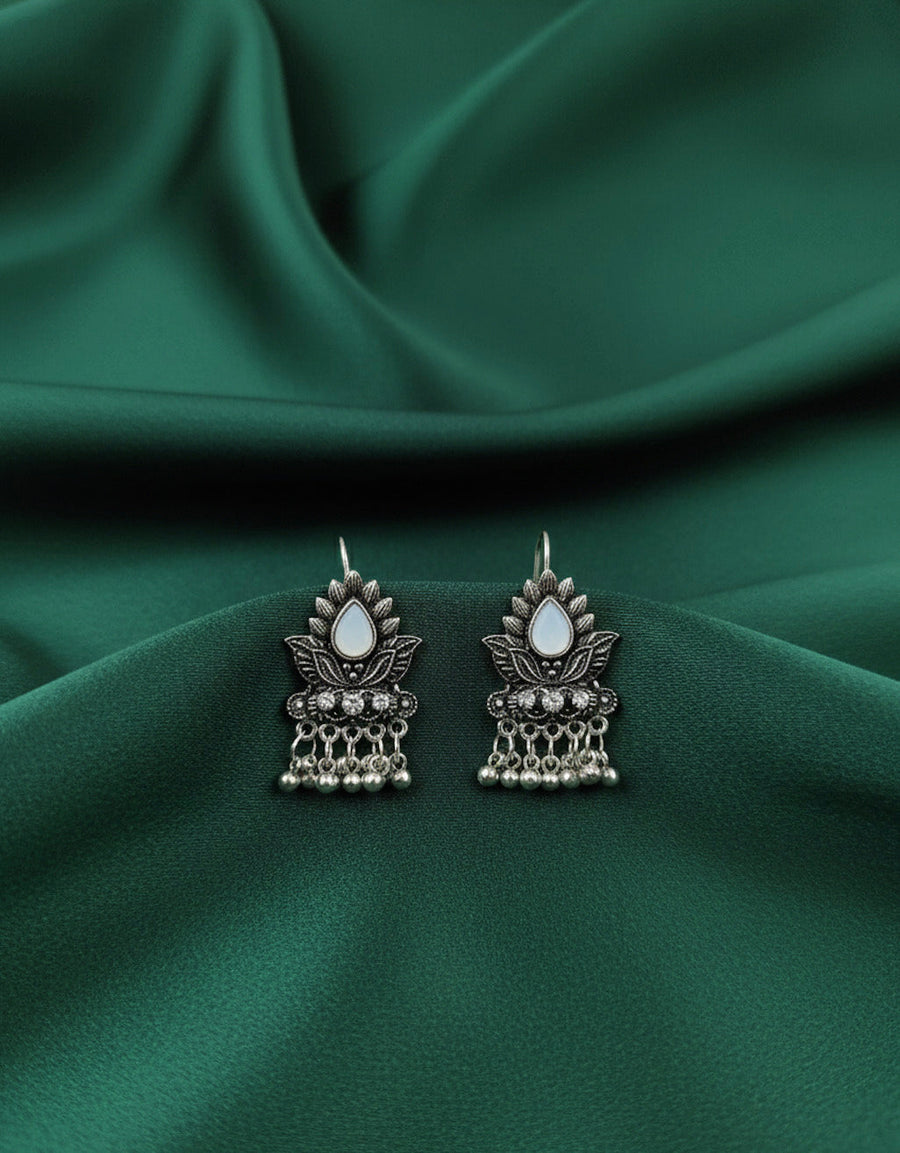 German silver plated ethnic earrings