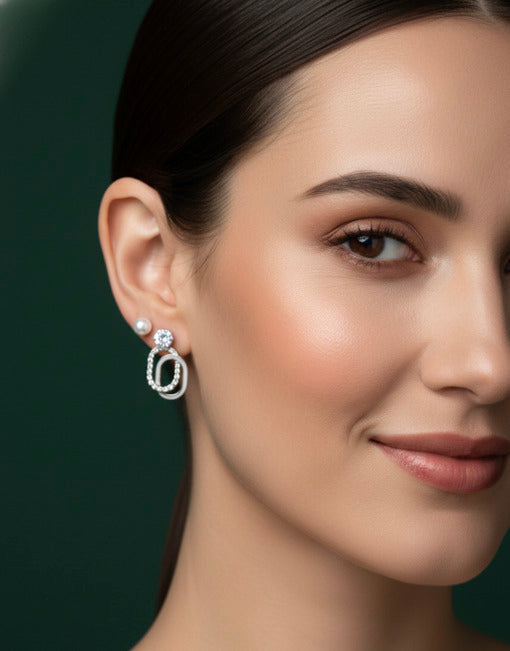 Pack of 2 Silver-plated Pearl Studs & Earrings