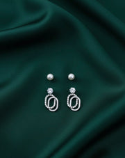Pack of 2 Silver-plated Pearl Studs & Earrings