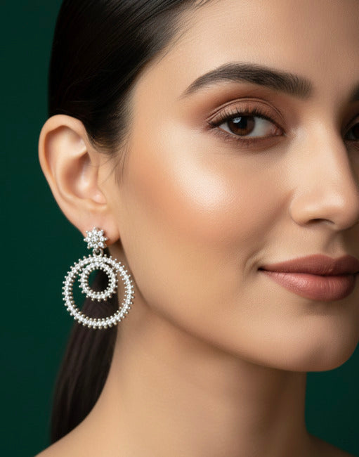 Silver Plated American Diamond Earrings