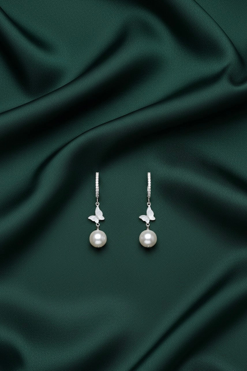 Beautiful Pearl with little Butterfly Earrings