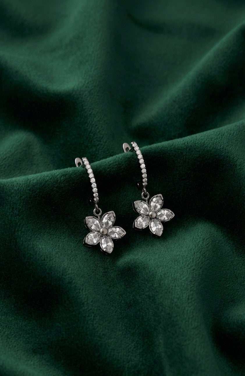 Silver-plated Flower Hoops