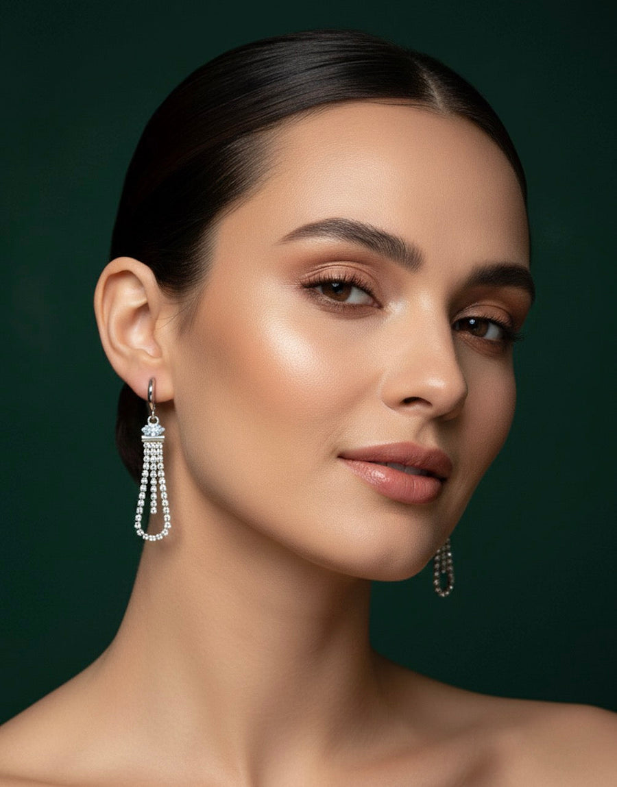 American Diamond Tassels Earrings