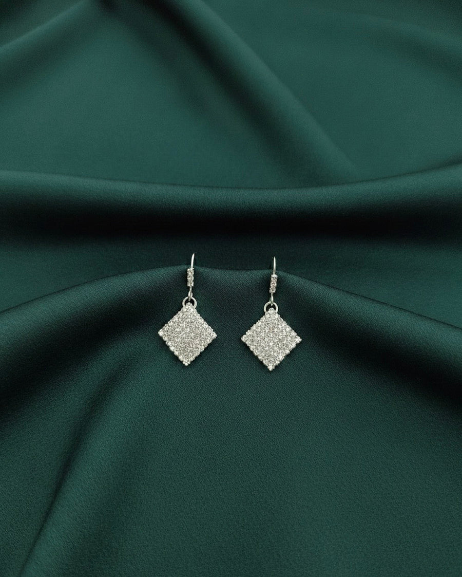 Squre Shaped Fancy Diamond Earrings