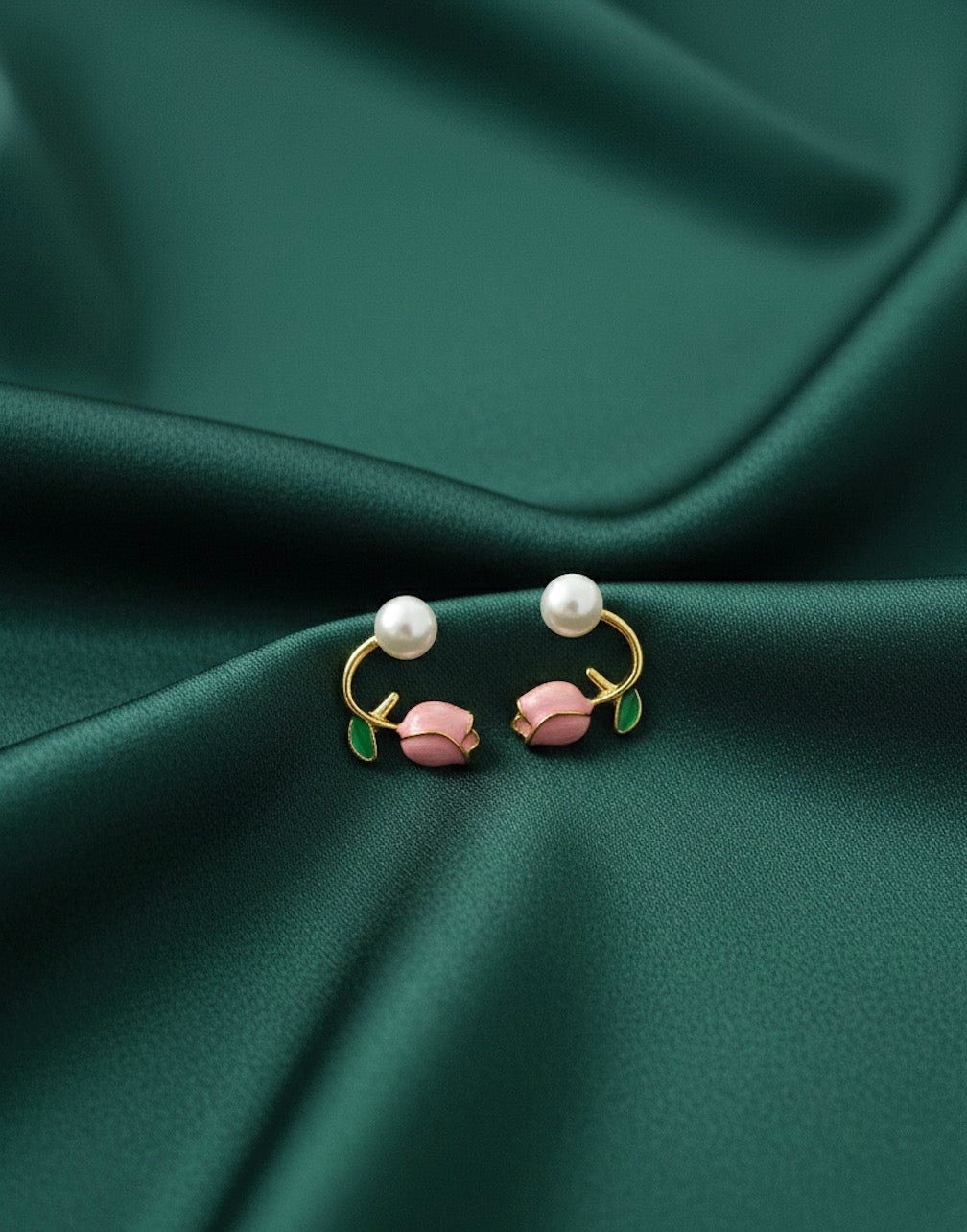Korean Style Pearls With Beautiful Rose Studs