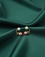 Korean Style Pearls With Beautiful Rose Studs
