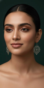 German silver plated ethnic earrings