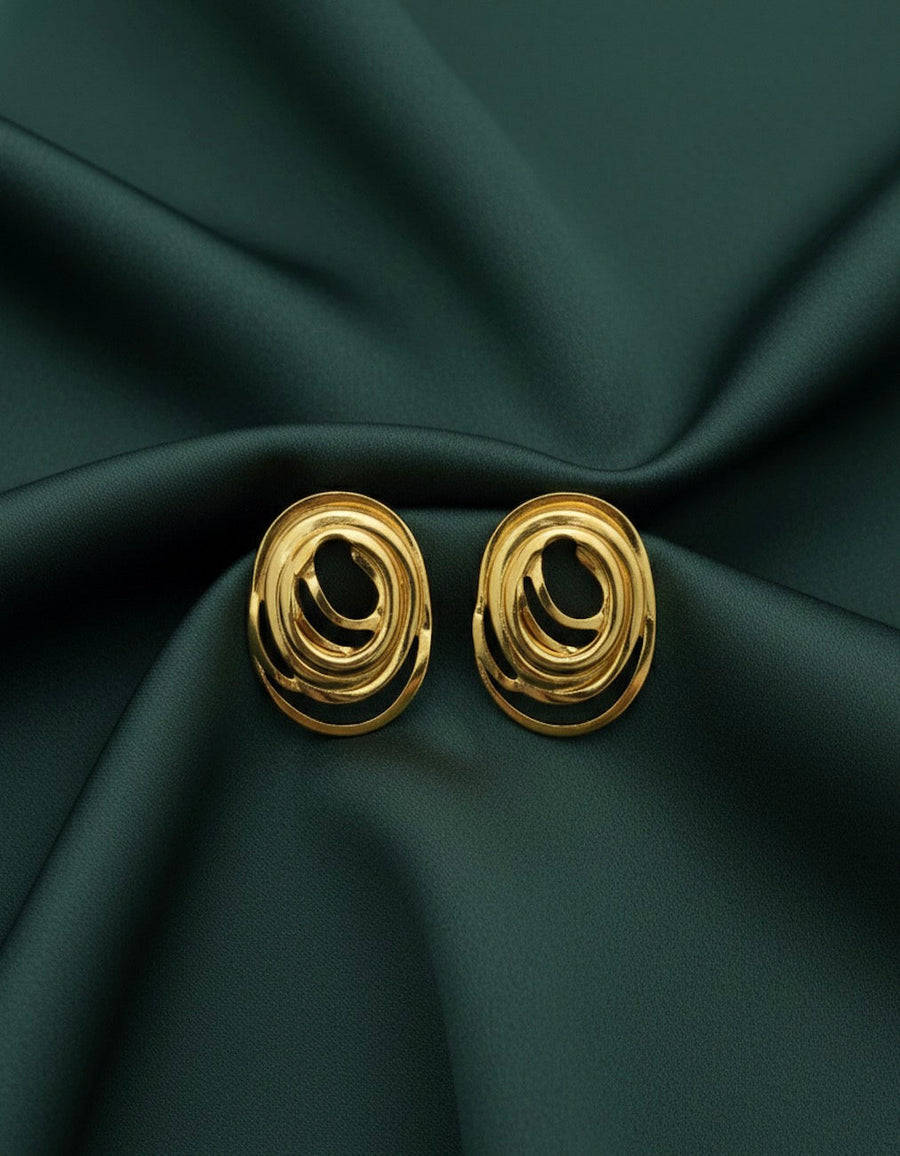 Gold Plated Round shaped Earrings