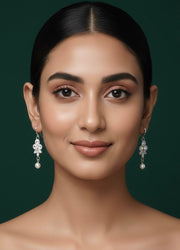 Silver Plated with Diamond Drop Earrings