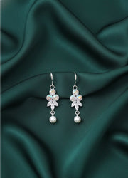Silver Plated with Diamond Drop Earrings